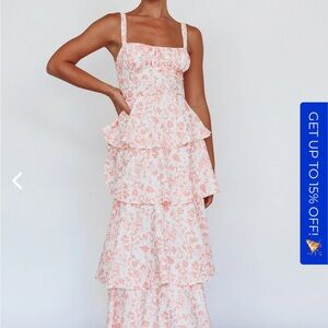 PROVENCE BLOOM TIERED MIDI DRESS PINK